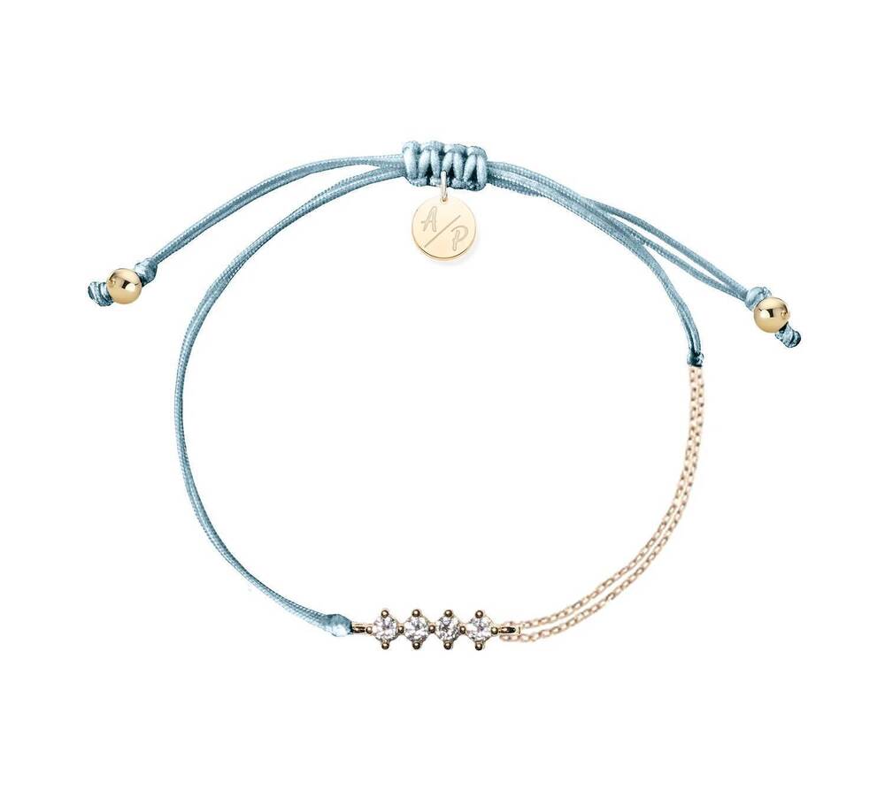 NEW ADRIANA PAPPAS women's cz crystal bar bracelet on colored cord in bluebell